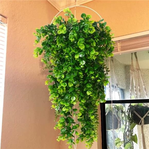 2pcs Artificial Hanging Plants Fake Hanging Plant Faux Eucalyptus Leaf Greenery - Picture 7 of 7